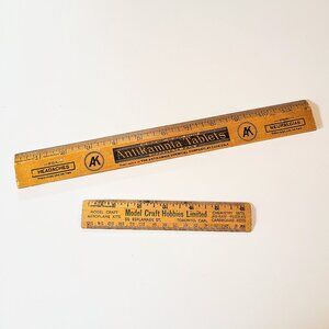 Pair Of Vintage Wooden Rulers, Advertising Rulers For AntiKamnia Tablets